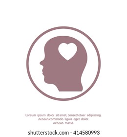 Human profile with heart