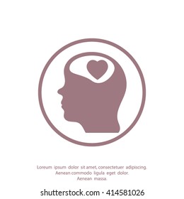 Human profile with heart
