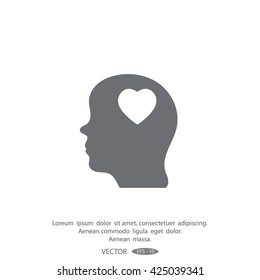 Human profile with heart