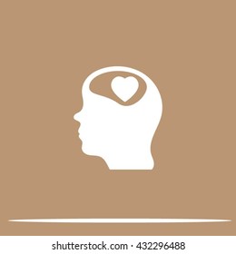 Human profile with heart