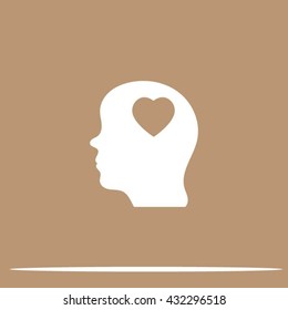 Human profile with heart