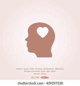 Human profile with heart