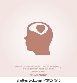 Human profile with heart