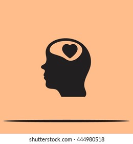 Human profile with heart