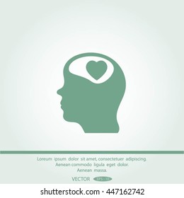 Human profile with heart