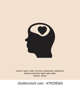 Human profile with heart