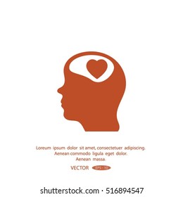 Human profile with heart