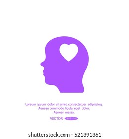 Human profile with heart
