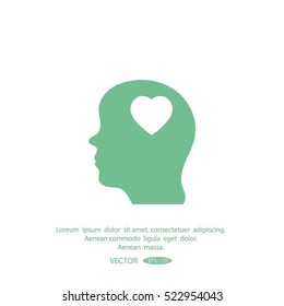 Human profile with heart