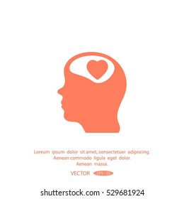 Human profile with heart