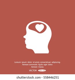 Human profile with heart