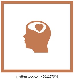 Human profile with heart