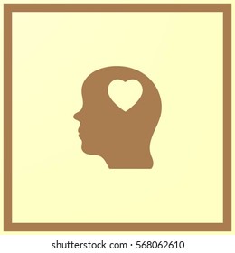 Human profile with heart