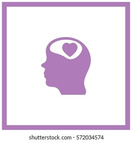 Human profile with heart