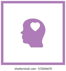 Human profile with heart
