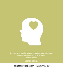 Human profile with heart