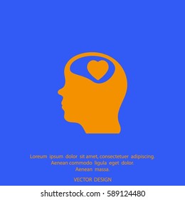 Human profile with heart