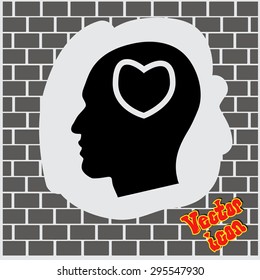 Human profile with heart vector icon