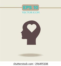 Human profile with heart vector icon