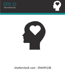 Human profile with heart vector icon