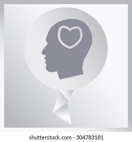 Human profile with heart vector icon