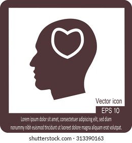 Human profile with heart vector icon