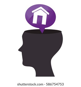 human profile with house isolated icon