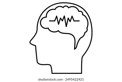 Human profile icon, brain activity, brain waves, Vector Illustration