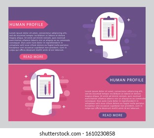 Human profile icon concept with notepad and pen in the drawing of human brain