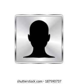 human profile icon - vector brushed metal button