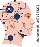 A human profile with integrated circuitry and the letters AI, representing artificial intelligence.