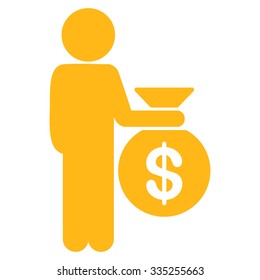 Human Profile Investor vector icon. Style is flat symbol, yellow color, rounded angles, white background.