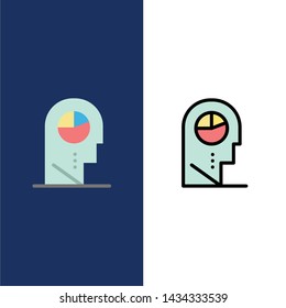 Human, Profile, Man, Hat  Icons. Flat and Line Filled Icon Set Vector Blue Background