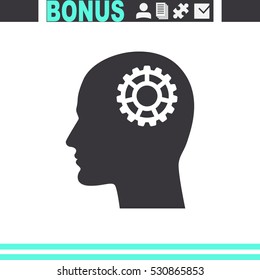 Human profile with mechanism vector icon.