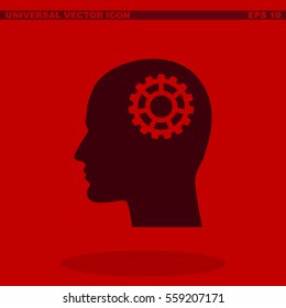 Human profile with mechanism vector icon.