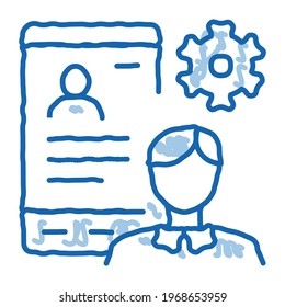 human profile on phone screen sketch icon vector. Hand drawn blue doodle line art human profile on phone screen sign. isolated symbol illustration
