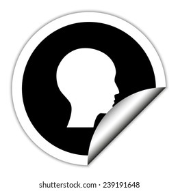 human profile picture - black vector icon. Round sticker.
