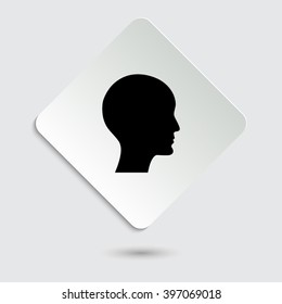 human profile picture - black vector icon  on a paper button