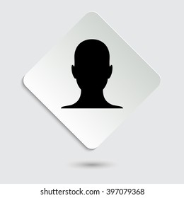 human profile picture - black vector  icon on a paper button