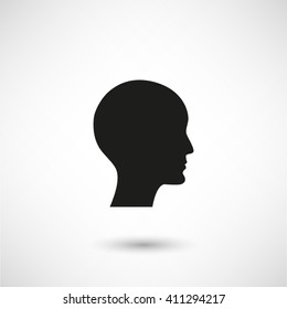 human profile picture - black vector icon  with shadow