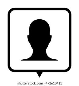 human profile picture - black vector  icon; message bubble