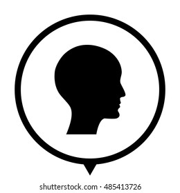 human profile picture - black vector  icon; map pointer