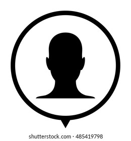 human profile picture - black  vector icon; map pointer