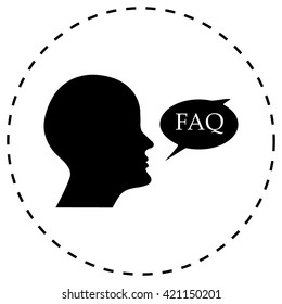 human profile picture with FAQ icon 