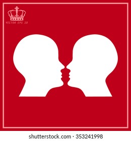 human profile picture  on a red background