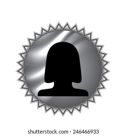 human profile picture on round sticker