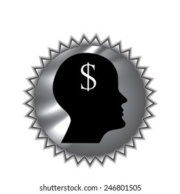human profile picture on round sticker