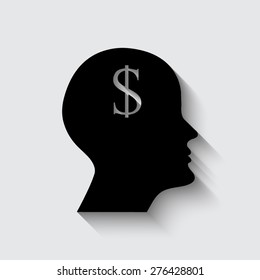 human profile picture with shadow on a grey background