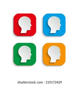 human profile picture with shadow - vector icon