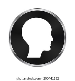 human profile picture - vector brushed metal button?